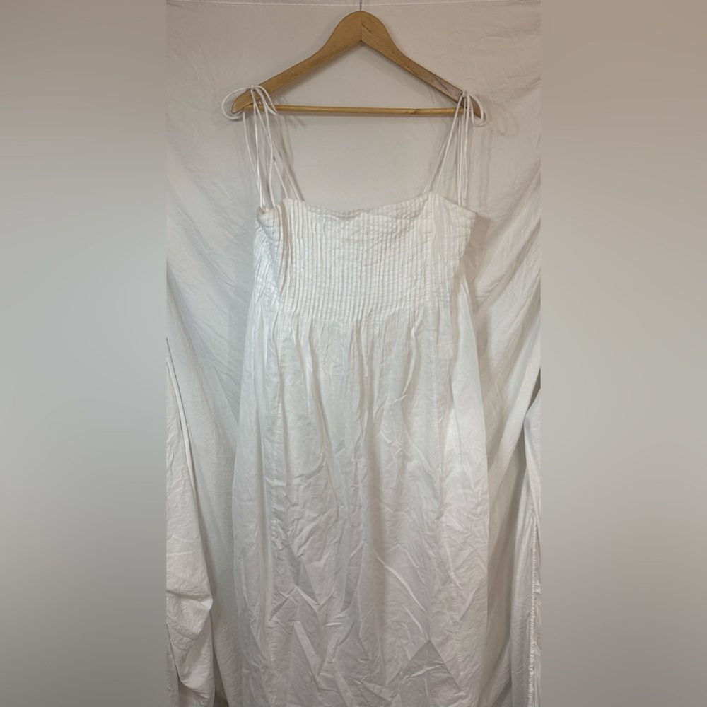 Abercrombie & Fitch White Smocked Maxi Dress with Tie Straps